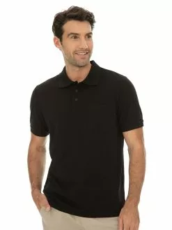 Polos Lowes Black Cotton Rich Stretch Polo