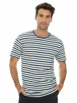 T-Shirts Lowes Mens Stripe T Shirt Blue & White