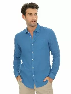 Shirts Riley Adams French Blue Linen Shirt