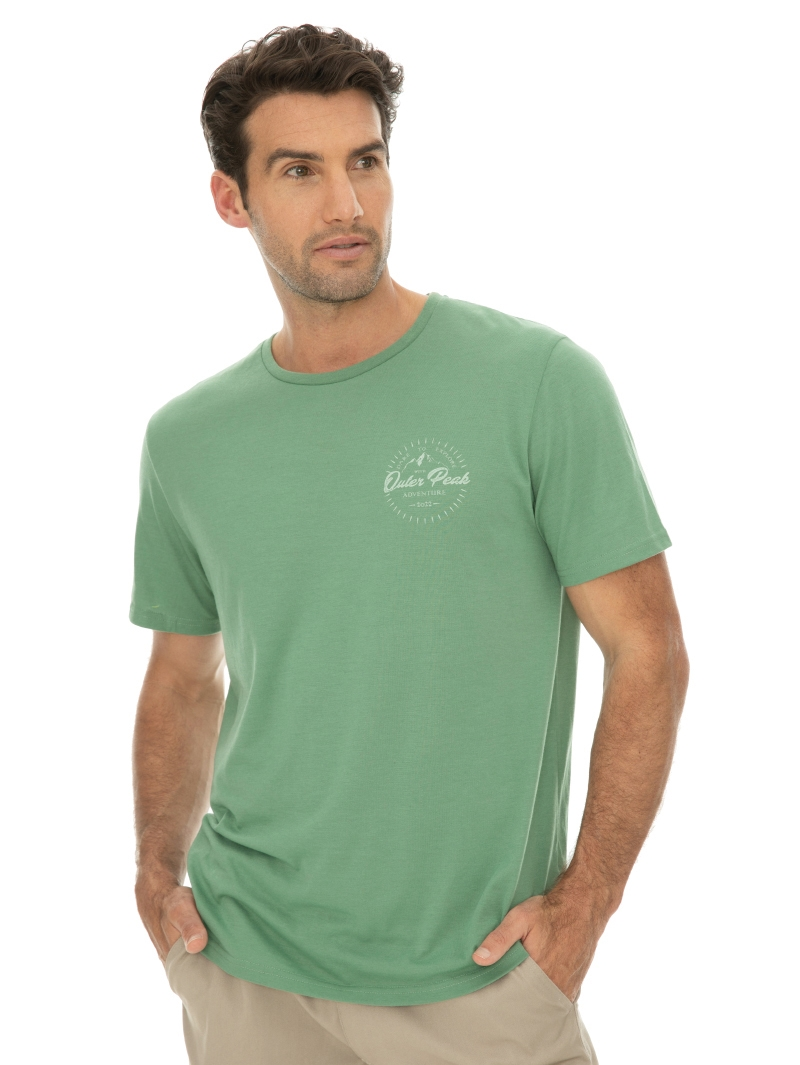 Outer Peak T-Shirts Mens Printed T-Shirt Green 3 Outer Peak T-Shirts Mens Printed T-Shirt Green
