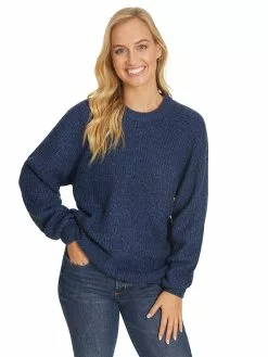 Elliotts Tops Unisex Blue Marle Loose Knit Jumper