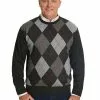 Knitwear Elliotts Charcoal Crew Neck Argyle Knit Pullover -Traders Country Sales 26462 01