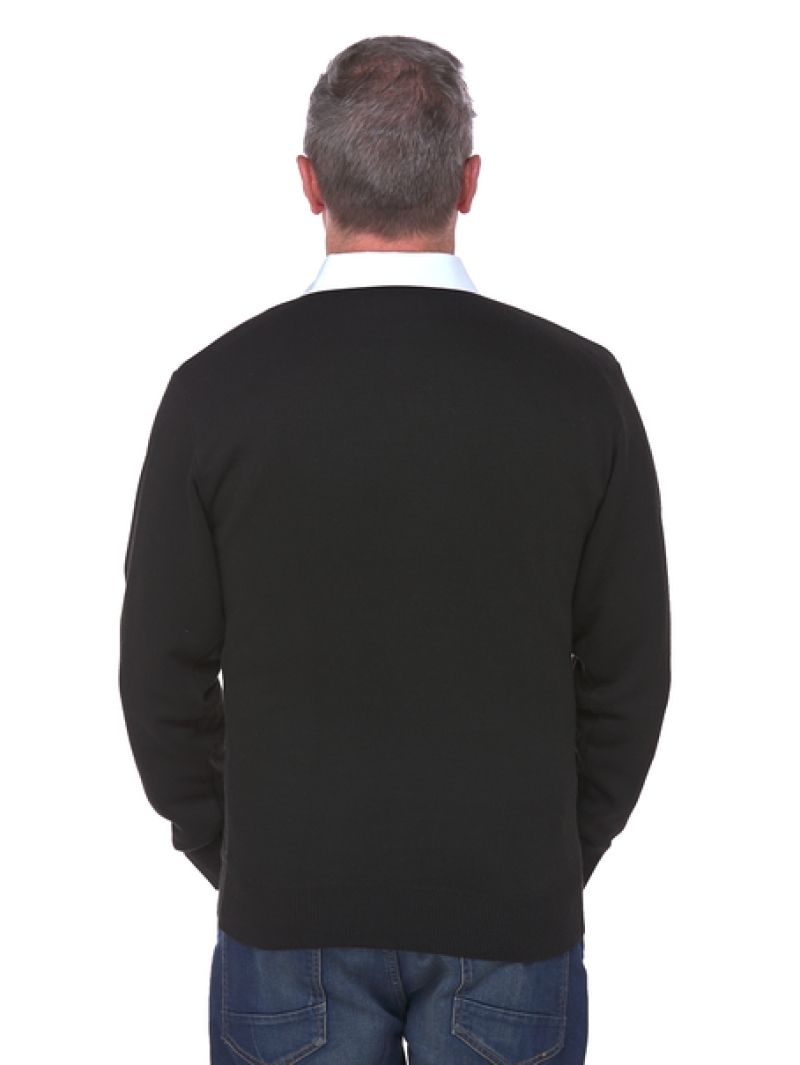 Knitwear Elliotts Black Crew Neck Argyle Knit Pullover 4 Knitwear Elliotts Black Crew Neck Argyle Knit Pullover - Image 2