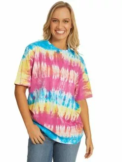Tops Prodigy Unisex Rainbow Tie Dye Crew Neck T-Shirt