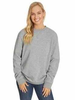 Tops Lowes Fleece Sloppy Joe In Grey Marle Unisex