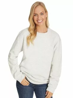 Tops Lowes Fleece Sloppy Joe In White Marle Unisex