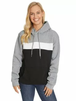 Tops Lowes Fleece Popover Hoodie In Grey Spliced