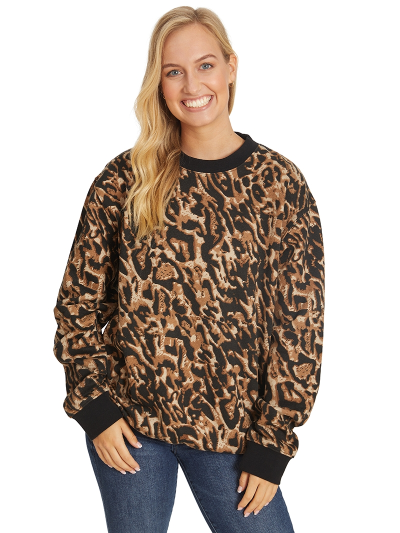 Tops Lowes Fleece Sloppy Joe In Animal Print 3 Tops Lowes Fleece Sloppy Joe In Animal Print