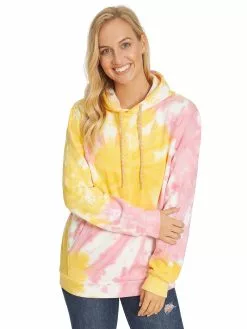 Tops Prodigy Unisex Yellow Pink Tie Dye Hoodie