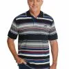 Polos Cougars Navy Stripe Birdseye Knit Polo -Traders Country Sales 31564 01