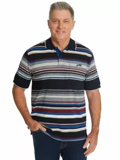 Polos Cougars Navy Stripe Birdseye Knit Polo