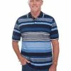 Polos Cougars Navy Blue Birdseye Stripe Knit Polo
