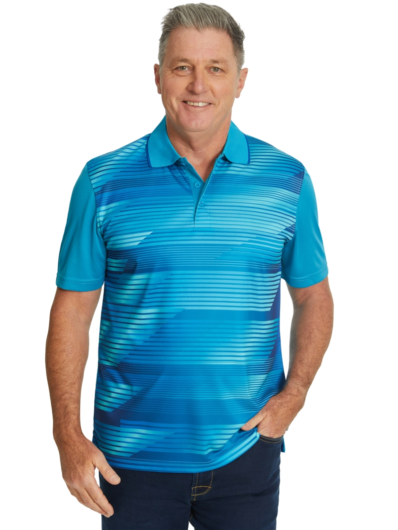 Polos Cougars Aqua Quik-Dry Sublimated Print Polo 3 Polos Cougars Aqua Quik-Dry Sublimated Print Polo