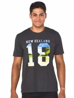 T-Shirts Lowes Charcoal New Zealand Print T-Shirt