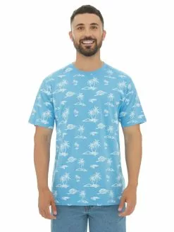 T-Shirts Lowes Blue Palm Print T-Shirt