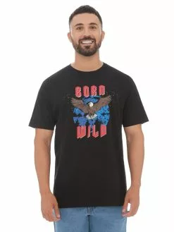 T-Shirts Lowes Black Born Wild Printed T-Shirt
