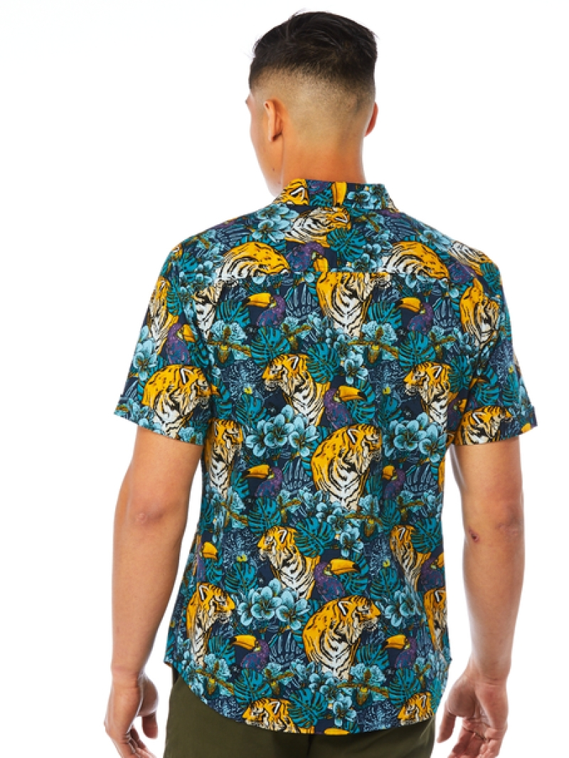 Lowes Shirts Prodigy Navy Tiger Print Short Sleeve Shirt 4 Lowes Shirts Prodigy Navy Tiger Print Short Sleeve Shirt - Image 2