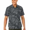Lowes Shirts Prodigy Navy Skull Print Short Sleeve Shirt -Traders Country Sales 42262 01 org