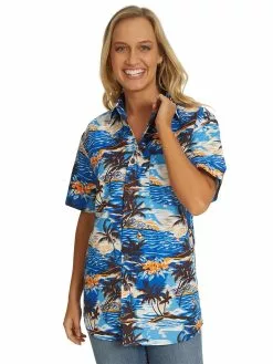 Tops Lowes Unisex Blue Hawaii Print Hawaiian Shirt
