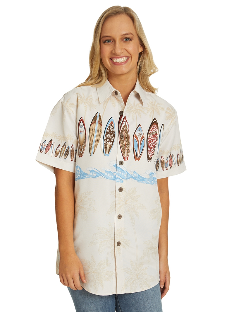 Tops Lowes Unisex Ivory Surfboards Hawaiian Shirt 3 Tops Lowes Unisex Ivory Surfboards Hawaiian Shirt