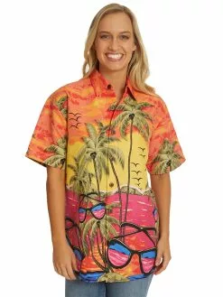 Tops Lowes Unisex Orange Sunglasses Hawaiian Shirt