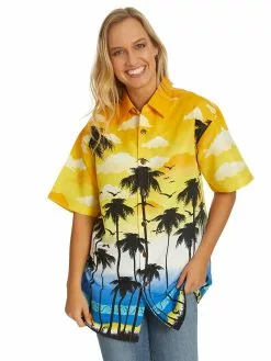 Tops Lowes Unisex Yellow Island Print Hawaiian Shirt