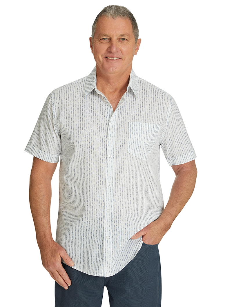 Shirts Elliotts White Blue Line Print Shirt 3 Shirts Elliotts White Blue Line Print Shirt