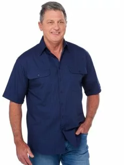 Lowes Shirts Bisley Countryman Navy Cotton Twill Shirt