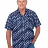 Lowes Shirts Elliotts Navy Fish Print Short Sleeve Shirt -Traders Country Sales 42710 238 org
