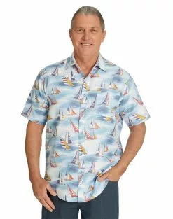 Shirts Elliotts Blue Sail Boat Print Shirt
