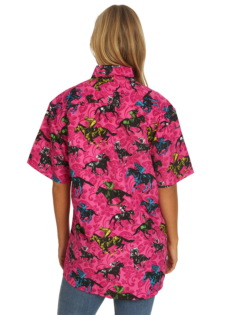 Tops Lowes Unisex Pink Racing Print Hawaiian Shirt 4 Tops Lowes Unisex Pink Racing Print Hawaiian Shirt - Image 2
