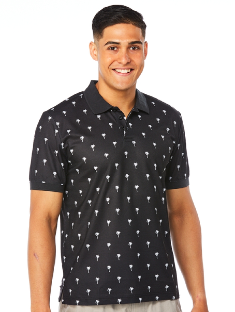 Polos Lowes Black Palm Print Polo 3 Polos Lowes Black Palm Print Polo