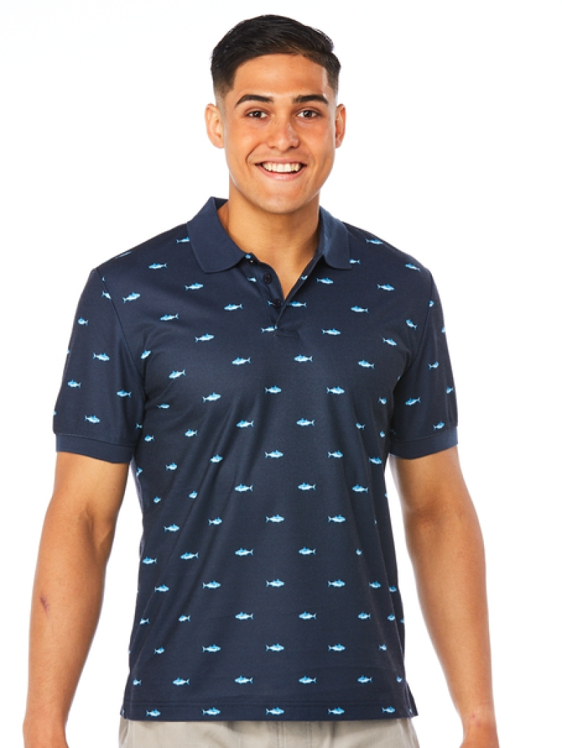 Polos Lowes Navy Fish Print Polo 3 Polos Lowes Navy Fish Print Polo
