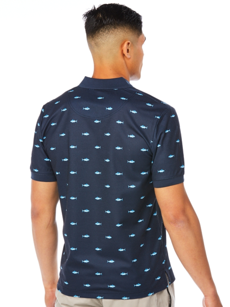 Polos Lowes Navy Fish Print Polo 4 Polos Lowes Navy Fish Print Polo - Image 2