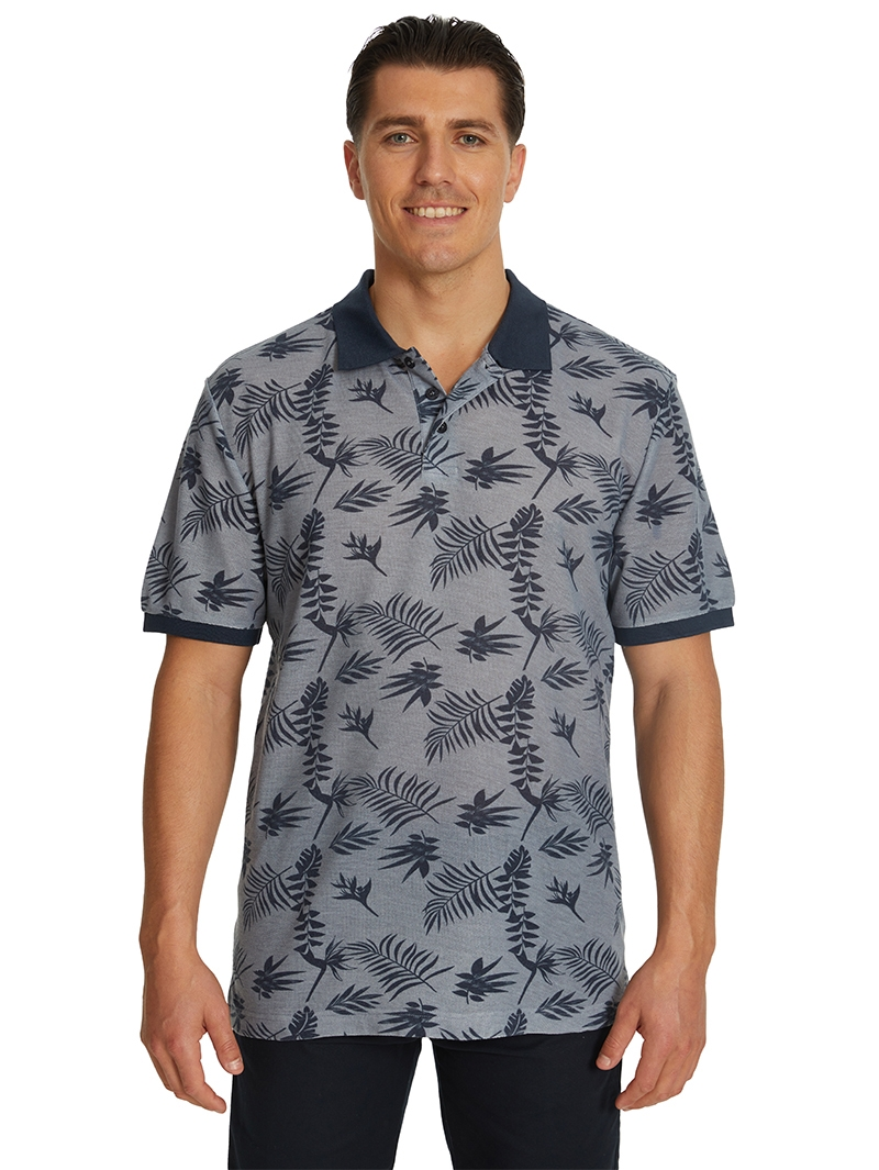 Cougars Polos Lowes Navy Fern Print Polo 3 Cougars Polos Lowes Navy Fern Print Polo