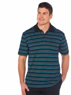 Polos Lowes Indigo & Aquamarine Stripe Knit Polo