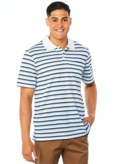 Polos Lowes White Denim Stripe Knit Polo
