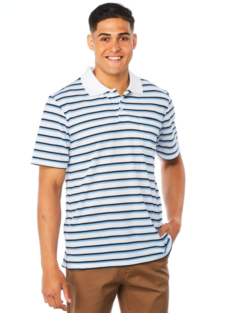 Polos Lowes White Denim Stripe Knit Polo 3 Polos Lowes White Denim Stripe Knit Polo