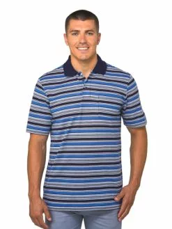 Polos Lowes Navy & Grey Stripe Knit Polo