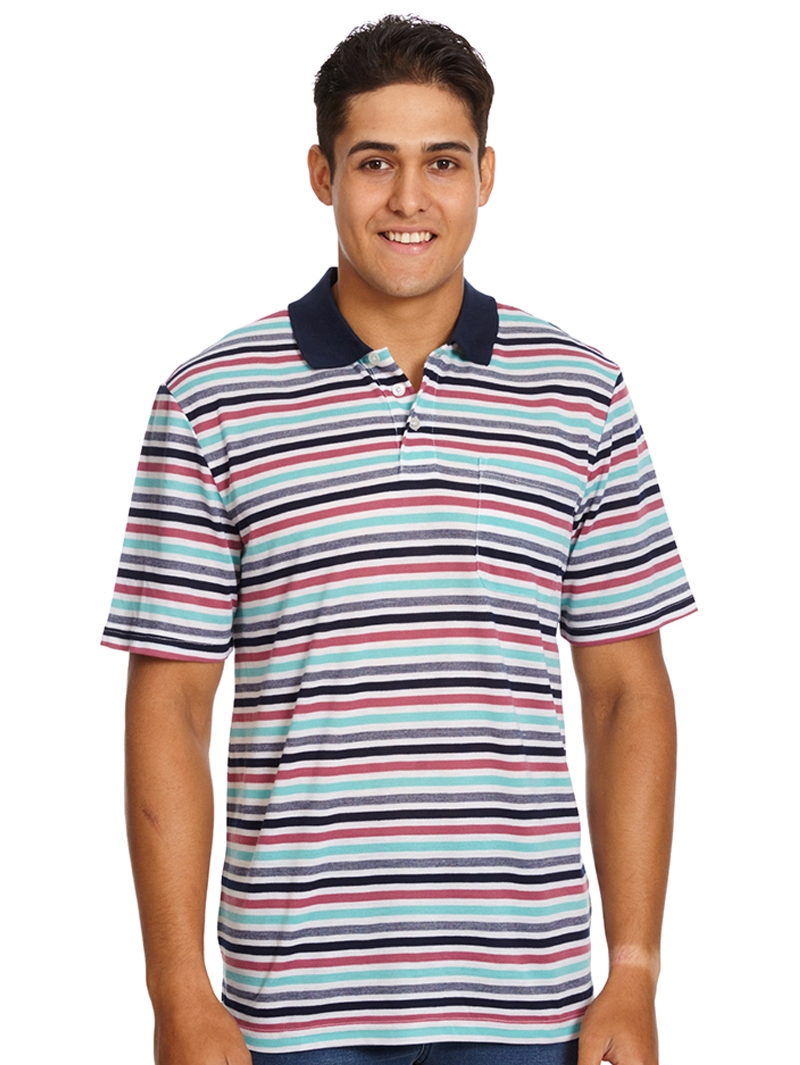 Polos Lowes Lime & Pink Stripe Birdseye Knit Polo 3 Polos Lowes Lime & Pink Stripe Birdseye Knit Polo