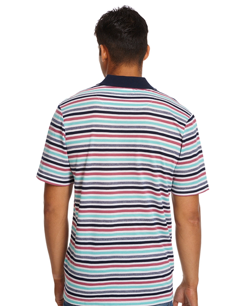 Polos Lowes Lime & Pink Stripe Birdseye Knit Polo 4 Polos Lowes Lime & Pink Stripe Birdseye Knit Polo - Image 2