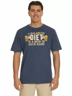 T-Shirts Lowes A Balanced Diet Slogan Indigo T-Shirt