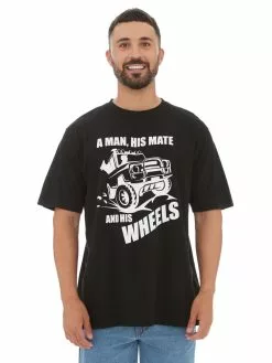 T-Shirts Lowes Man & His Wheels Black Slogan T-Shirt