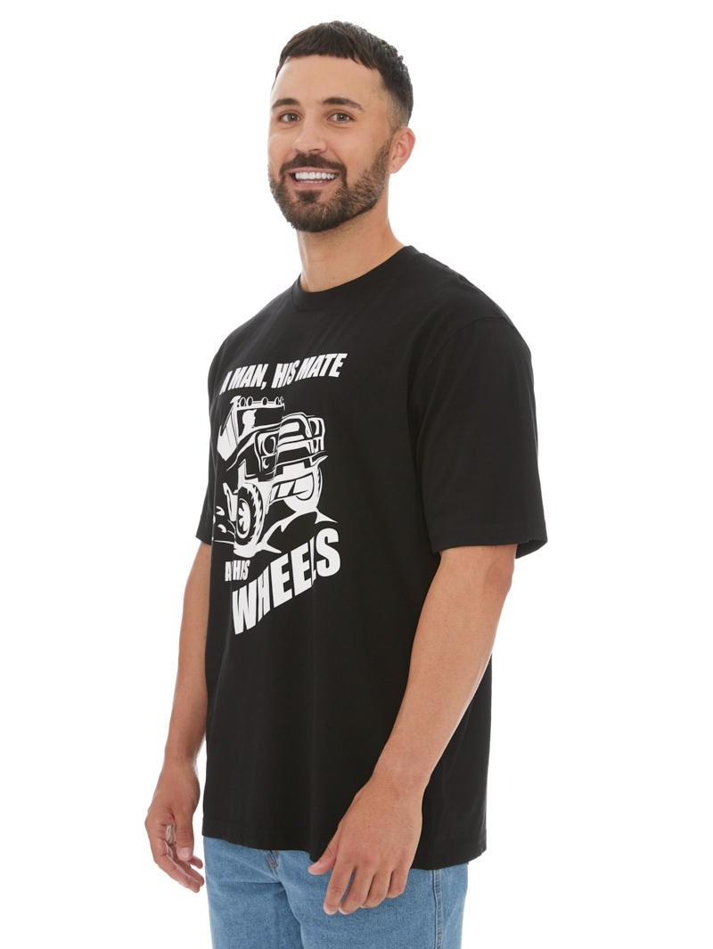 T-Shirts Lowes Man & His Wheels Black Slogan T-Shirt 4 T-Shirts Lowes Man & His Wheels Black Slogan T-Shirt - Image 2