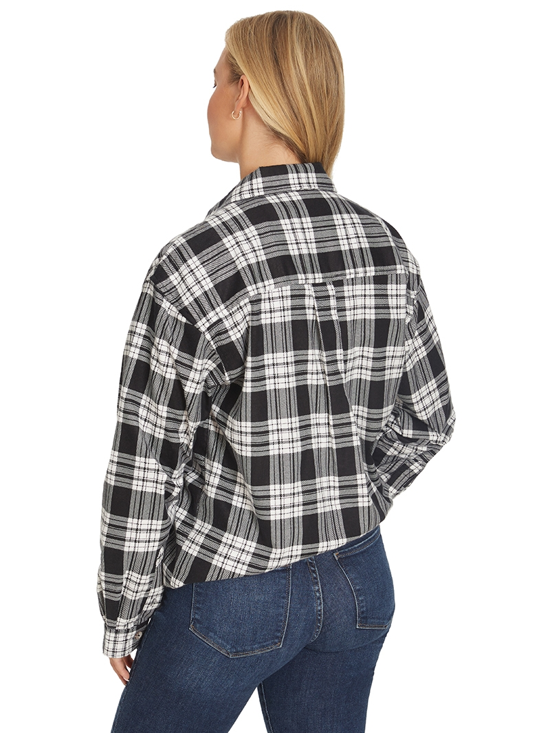 Tops Lowes Unisex Black & White Check Flannelette Shirt 6 Tops Lowes Unisex Black & White Check Flannelette Shirt - Image 4