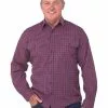 Shirts Bisley Maroon & Navy Check Brushed Cotton Shirt -Traders Country Sales 44750 189 org