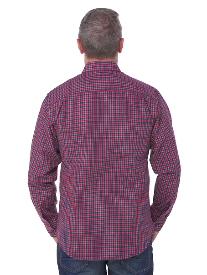 Shirts Bisley Maroon & Navy Check Brushed Cotton Shirt 4 Shirts Bisley Maroon & Navy Check Brushed Cotton Shirt - Image 2