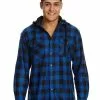 Shirts Lowes Blue & Black Check Detachable Hood Shirt -Traders Country Sales 44827 01