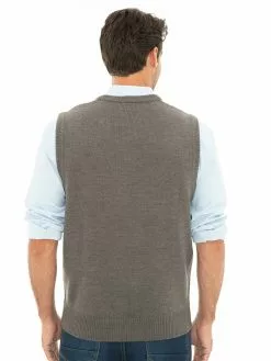 Vests Lowes Grey Marle Jersey Knit V-neck Vest -Traders Country Sales 45668 b 1
