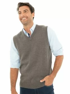 Vests Lowes Grey Marle Jersey Knit V-neck Vest